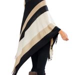 Riah Fashion Riah Color Block Fringed Poncho Photo 2