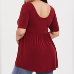 Women’s Torrid Deep Red Studio Knit V-Neck Ruched Front Babydoll Tee 2 2XL XXL Photo 10