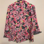 Foxcroft  Pink and Black Geometric Button Down Shirt Photo 7