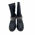 Vera Wang  Natasha Biker Booties with Chain and Buckles Black Size 10M Photo 4