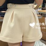 Japanese Kawaii Cottage Ballet Style Cream Beige Shell Button Dress Shorts Pants Photo 2