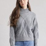 Elizabeth and James  Gray Cable Knit Turtleneck Sweater Size Large Photo 1