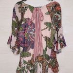 Badgley Mischka Women's Pink and Green V Neck Flutter 3/4 Sleeve Blouse Top Photo 7