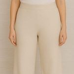 Ann Taylor NWT Women's Size Medium Cream Pull On Fuzzy Knit Wide Leg Pants Photo 0