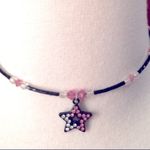 High IntenCity Black & Pink Rhinestone & Beaded Choker with Bling Star Photo 5
