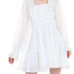 Beulah Style Square Neck A-Line Tiered Mini Dress White Size Small NWT Photo 2