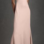 BHLDN  Ruby twist halter satin maxi gown dress blush pale pink Photo 0