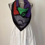 Paloma Picasso Multicolor Graphic Scarf made in Italy Vintage 35”X 35” Red Photo 6