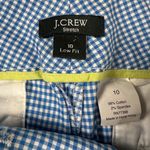 J.Crew  Stretch Gingham Trouser Pants Seahorses Blue White Lime Green Size 10 Photo 2