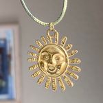 Handmade gold tone stainless steel sun boho retro vintage style necklace☀️ Photo 2