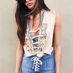 LF NWOT carmar tie-up denim micro mini low rise shorts Photo 4