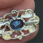 Sterling Silver Vintage 925 Signed Blue Topaz Amethyst Teardrop Pendant 3.9g Photo 11