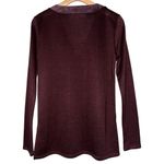 Ecru Women’s Size S Deep Burgundy Wine Ribbed Knit Lace Up V-Neck Top Sweater Photo 2