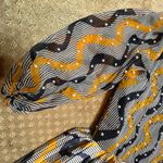 Handmade VTG 70’S Maxi Dress Long Sleeve Pleated Yellow Gold Blue Pearls Formal XS Bow Photo 4