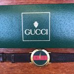 Gucci Unisex  3000M Iconic Wristwatch Gold Plated Orig Lizard Strap. NEW BATTERY! Photo 11