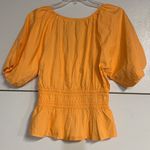 Loft  ORANGE BLOUSE GATHERED WAIST SMALL NEW WITH TAGS SHORT SLEEVE Photo 5