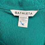 Athleta Echo Top Teal Textured Short Sleeve Collared Button Front Women's Medium Photo 4