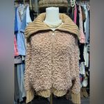 Love Tree  Camel High Neck Full Zip Faux Fur Sweater. Photo 4