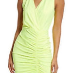 Black Halo ‎ Oakley Ruched Dress Yellow Women's Size 10 Photo 0