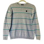 DC Gray with Green/Black Stripes Crew Neck Sweater Size Small Photo 0
