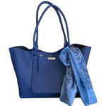Marc Fisher pebbled faux leather blue tote bag Photo 0