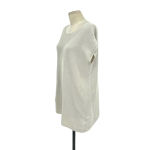 Eileen Fisher  Mixed Knit Tunic Sweater Top Bone‎ Gray Cream Size Small Photo 5