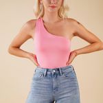 Blue Blush Pink Reversible One Shoulder Bodysuit  Photo 1
