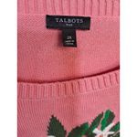 Talbots Pink Crew Neck Sweater With Bold Oranges Size 2X Photo 3