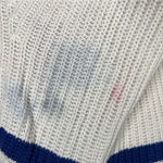 Desigual Blue and White Striped Chunky Knit Graphic Embroidered Sweater Photo 7