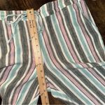For Cynthia  Pants XL Blue Linen Blend Striped Womens Wide Leg Pull On Pants NWT Photo 5