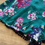Eclair Green Floral Pom Pom Summer Flowy Shorts (NWT) Black Size XS Photo 2