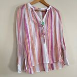 Rails NWT Brielle Linen Top in Hibiscus Stripe | XS Photo 1
