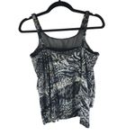 MiracleSuit  Tankini Top Underwire Tiered Mesh Animal Print Metallic Black Gray 8 Photo 3