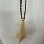 American Eagle Boho Western Grey Wool Felt Big Brim Floppy Feather Rope Trim Hat Photo 1