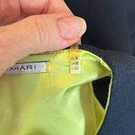 T Tahari navy blue sheath w/print band green & blue zipperâ& greenâlining Photo 12