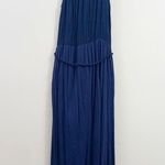 Lucky Brand  Dual Slit Sleeveless Embroidered Detail Navy Maxi Dress Photo 7
