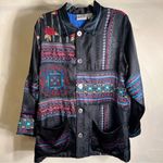 Chico's Womens 100% SILK Embroidered silk Lined Classic blazer Light Jacket|Sz:1 Photo 15