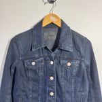BLANK NYC Dark Wash Denim Jacket Women S Capsule Wardrobe Raw Hem Pocket Minimal Photo 5