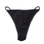 🔃Black Ribbed Scallop Trim High Cut Bikini Swimsuit Bottom Size M Photo 1
