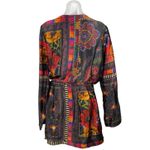 Farm Rio Black Multicolor Mixed Arabesque Scarves Long Sleeve Mini Wrap Dress M Photo 5