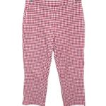 Susan Graver  Weekend Crop Pull On Pants M Red Gingham Cottagecore Preppy Picnic Photo 0