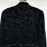 Alberto Makali Embellished Jacket Women's Large Black Velvet Beaded Open Front Photo 8