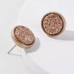 Rose Gold Druzy Earrings. Pink Photo 0