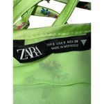 ZARA NWOT  Neon Green Satin Floral Strappy Mini Dress size Small summer sundress Photo 5