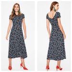 Boden Alda Jersey Midi Dress Size 12R Blue Floral Stretch Jersey Preppy Casual Photo 1