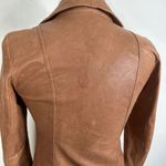 Michael Kors Michael Women's XS Brown Genuine Leather Moto Jacket Lace Up Detail Photo 5