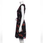 Rebecca Taylor  black red floral ruffle v neckline silk dress 8 Photo 2