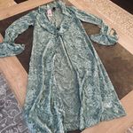 Wild Fable Women's Ruffle Duster Jacket - Aqua Green Floral Photo 5