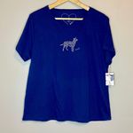 ED By Ellen Women’s Dog Love Graphic Tee Short Sleeve Navy Size XL NWT Photo 0