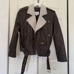 Pistola Blaine Sherpa Collar Moto Jacket Brown Vegan Leather Size Small Photo 3